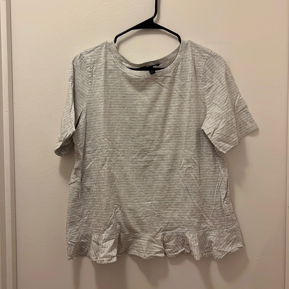 Gray and white stripe top